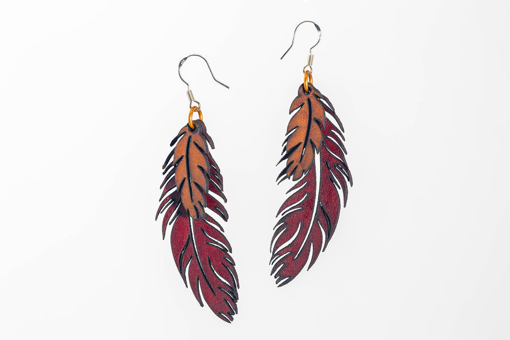 Pendientes PLUMAS roja y amarilla